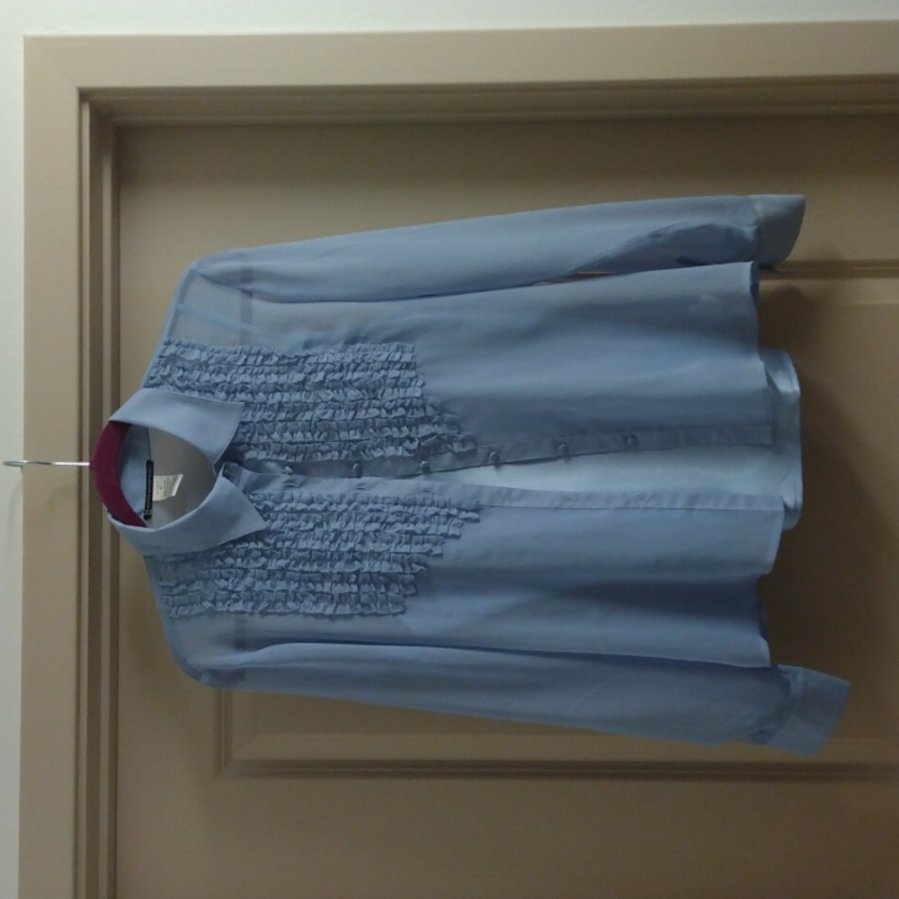 Soft light blouse/blue camisole- blouse never worn. Get a free $1.00 bill